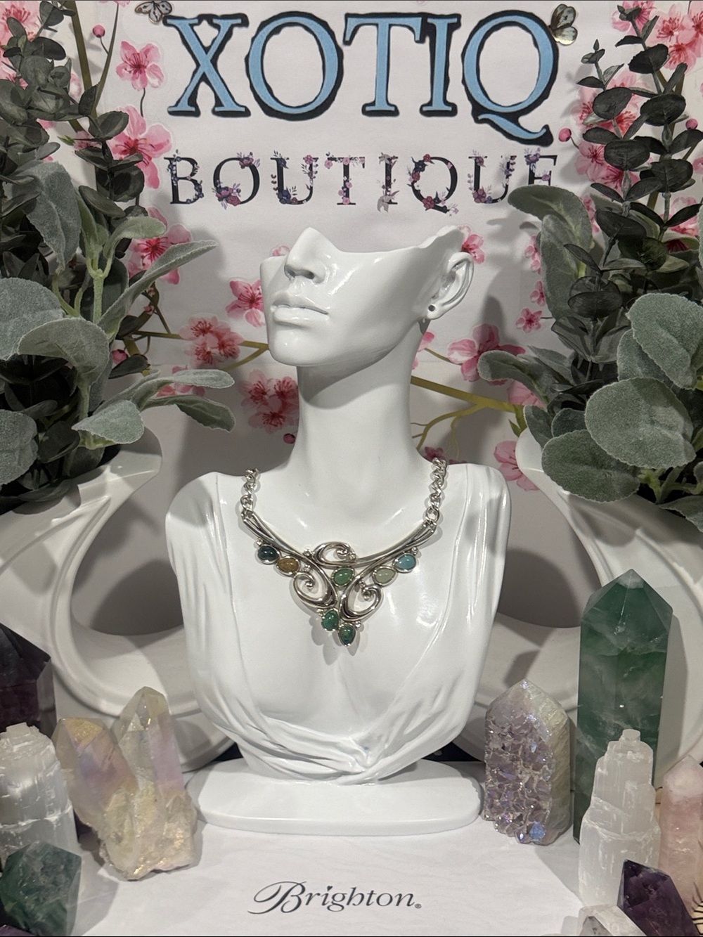 🩵 RARE BRIGHTON VTG SLVR Multi-Stone SWAROVSKI CRYSTAL Necklace!